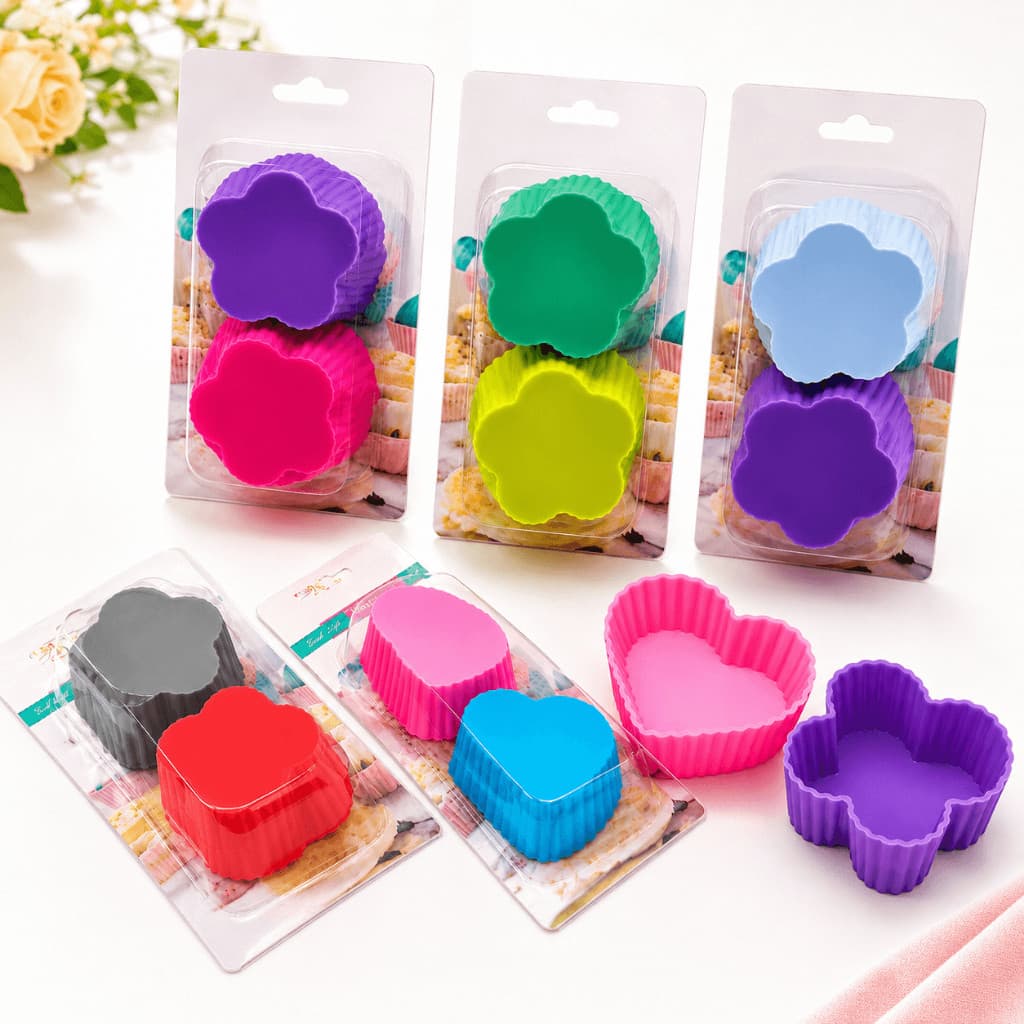 Kit Mini Formas De Silicone Cupcake Coração Trevo Antiaderente Air Fryer Assadeira Forno