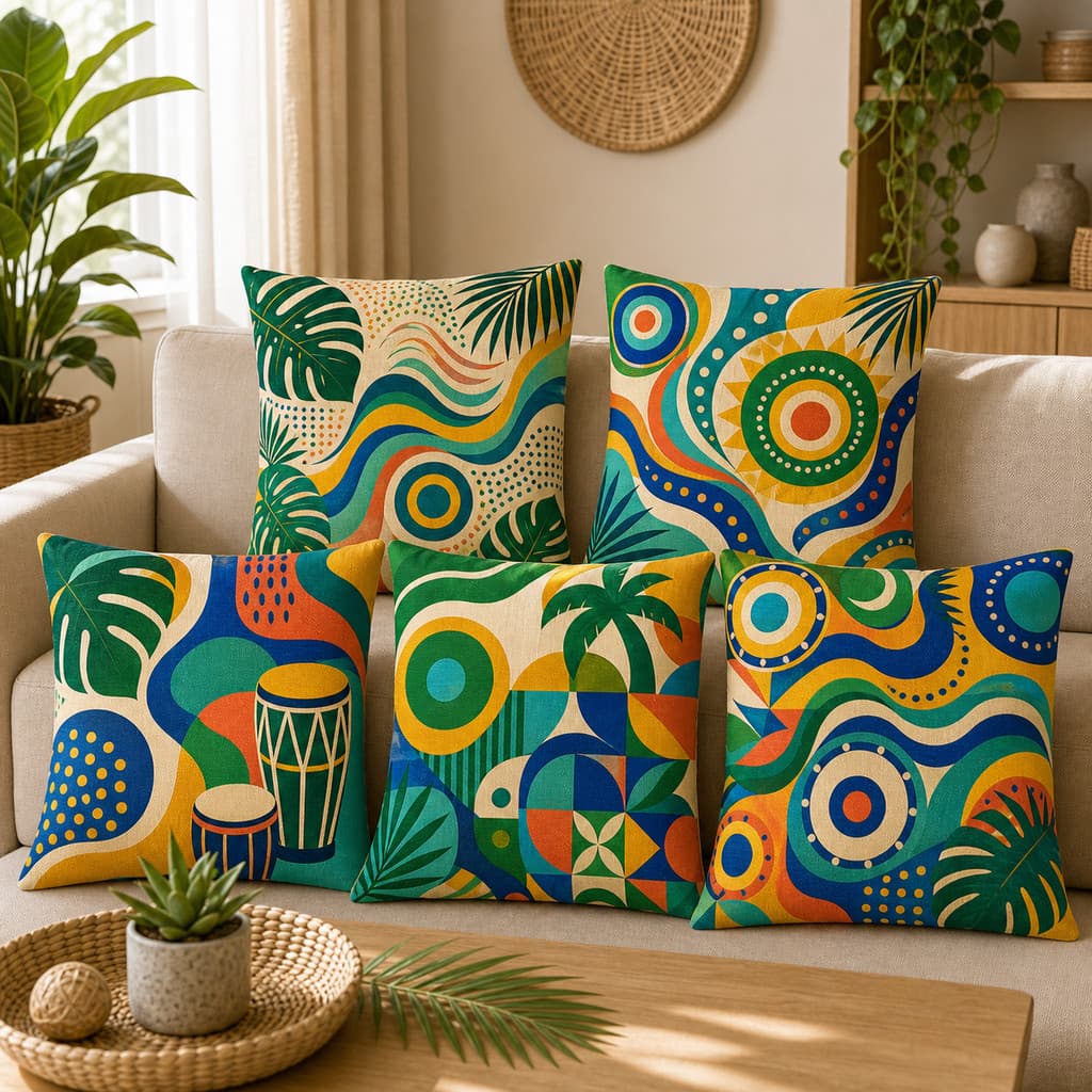 Capa De Almofada Abstrata Brasileira , Fronha Colorida Tropical Para Sofá , Quarto , Decoração De Casa , 1 Peça
