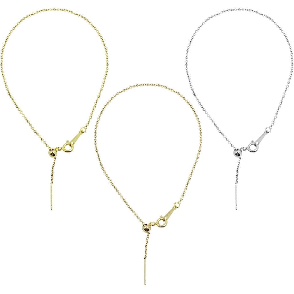 3 Pulseiras Ajustáveis com Fecho Deslizante para Fabricação de Joias, 3 Cores de Correntes Extensoras Ajustáveis, Pulsei