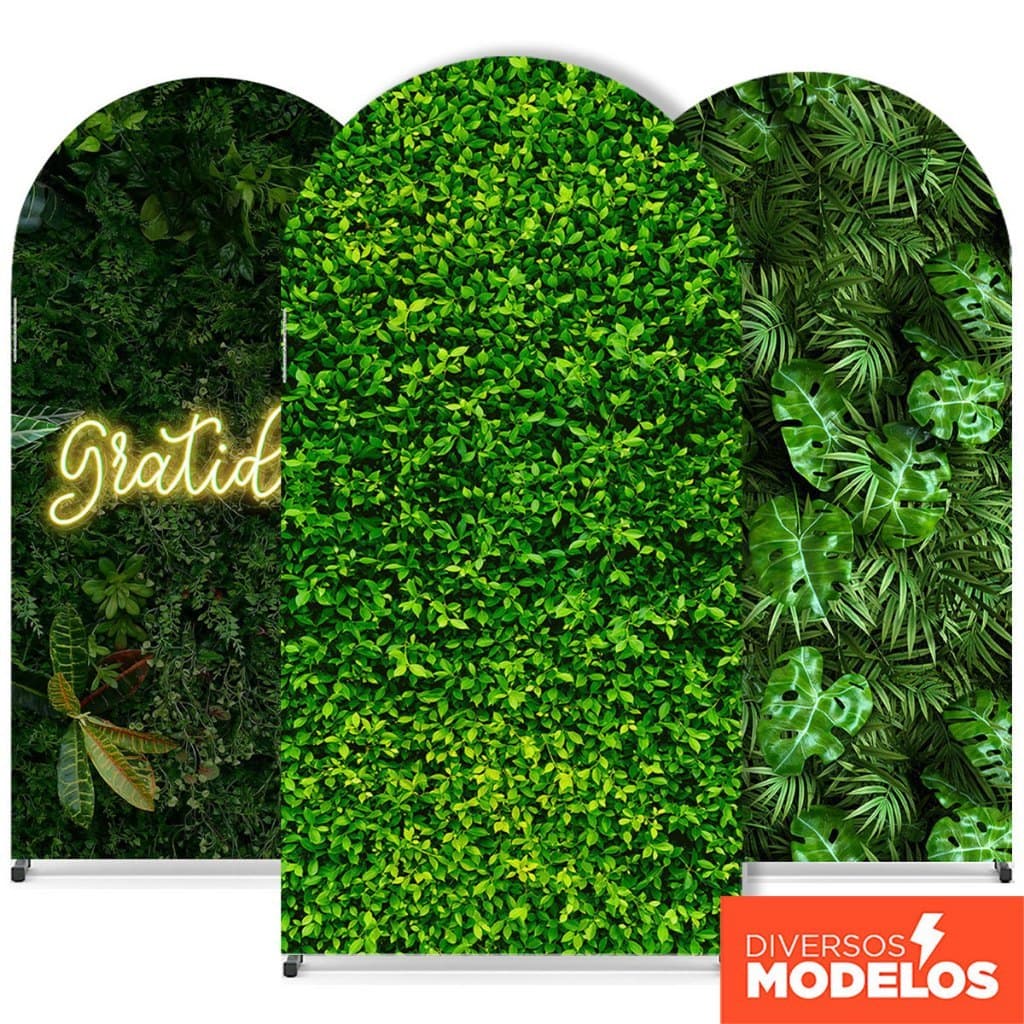 Painel Romano Folhagem Muro Inglês Sublimado Decoração Em Tecido Premium Com Elástico 2x1m