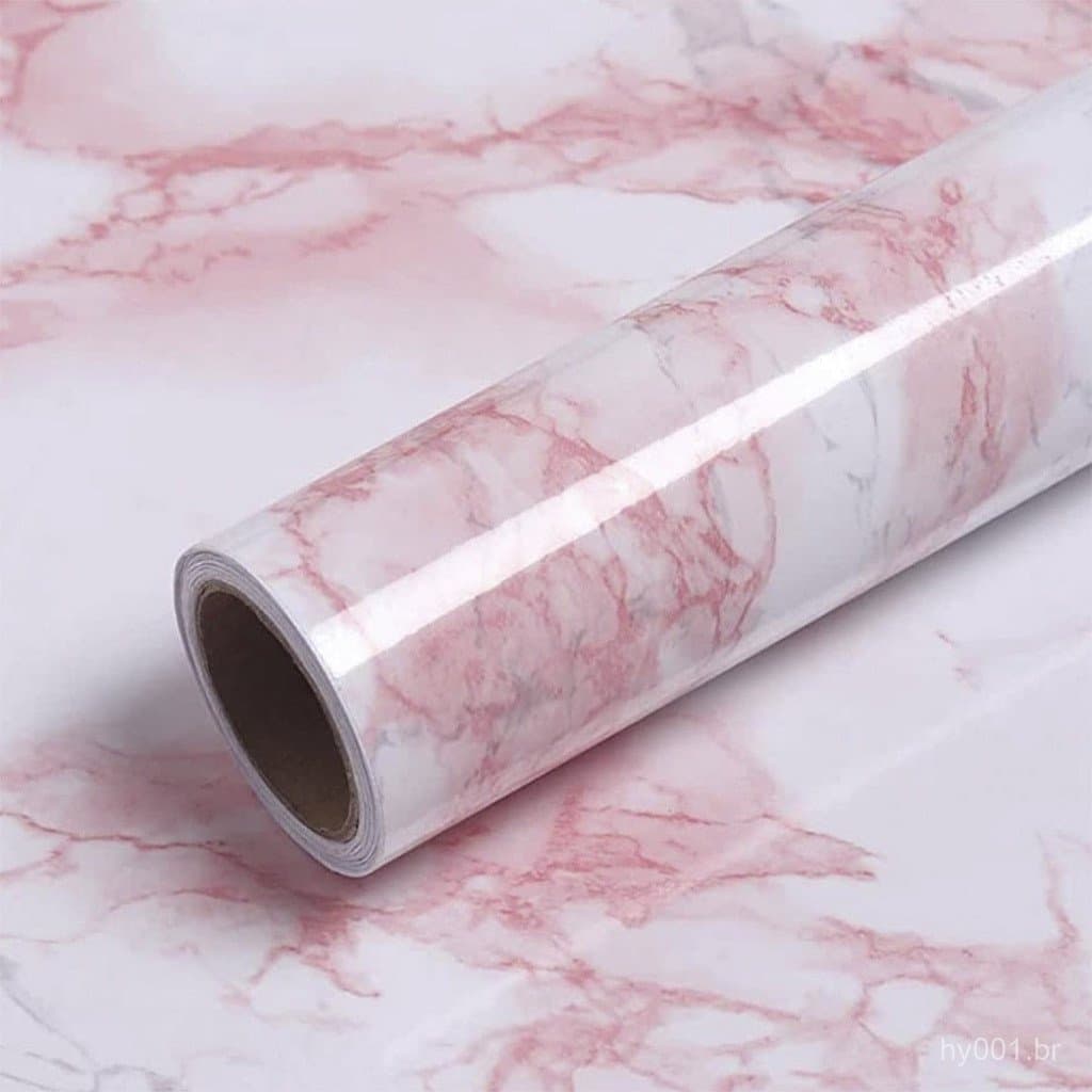 Papel de Parede PREMIUM em Mármore Rosa 5m x 45cm Autoadesivo 7AYL