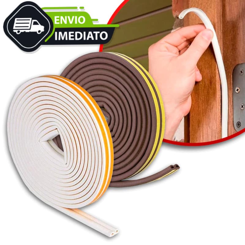 Fita Veda Fresta Adesivo Branco Marrom 6 Metros Anti Ruido Isolante Acústico Porta e Janela