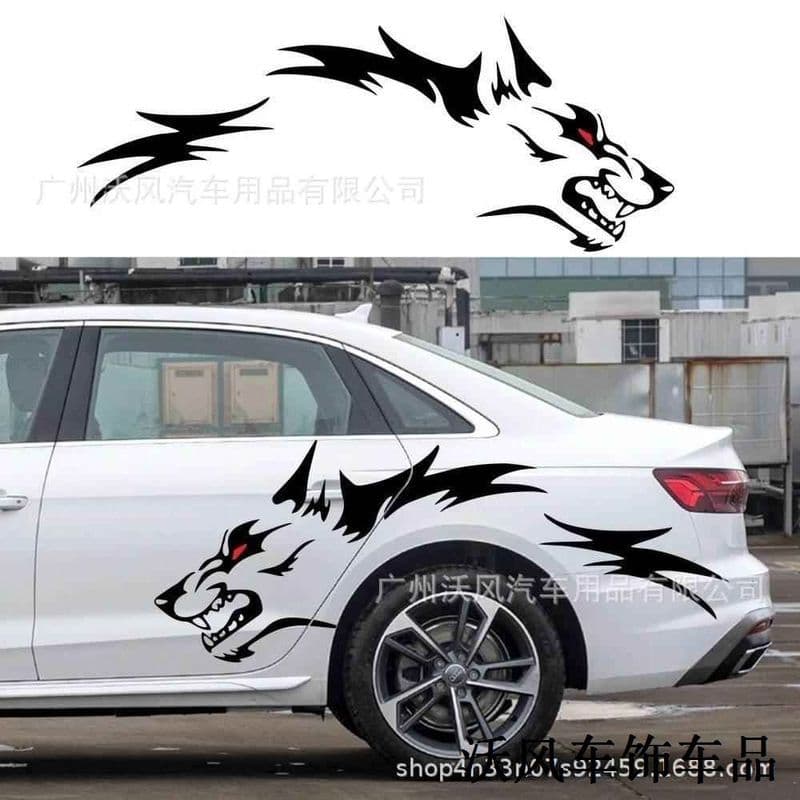 Adesivo Lobo Olhos Vermelhos para Carro Off-Road Caminhonete SUV Estilo Racing Waterproof