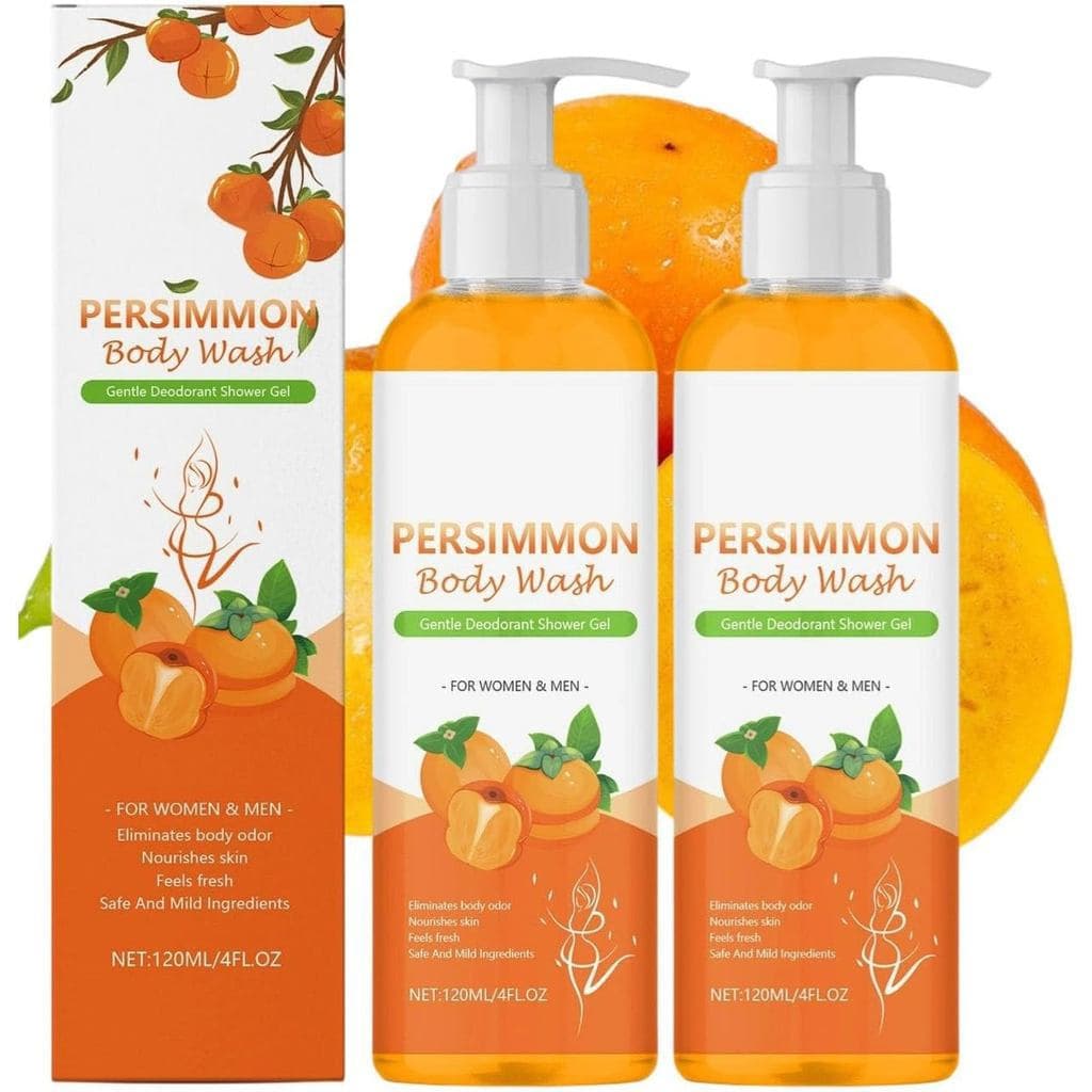 Gel de Banho de Caqui para Odor Corporal, Sabonete Líquido e em Barra Desodorante de Caqui para Pele Mais Velha, Kit Ref