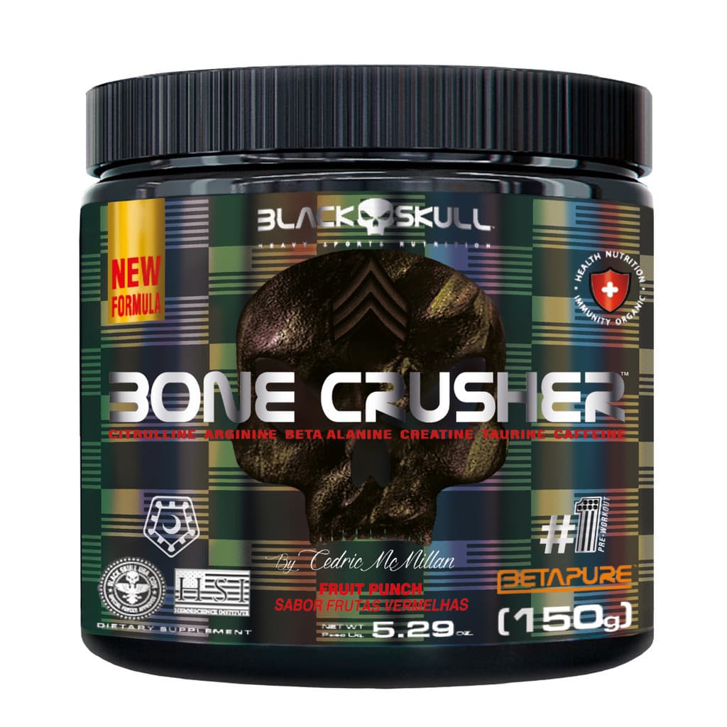 Pré Treino Bone Crusher 150g Black skull -  Caveira Preta