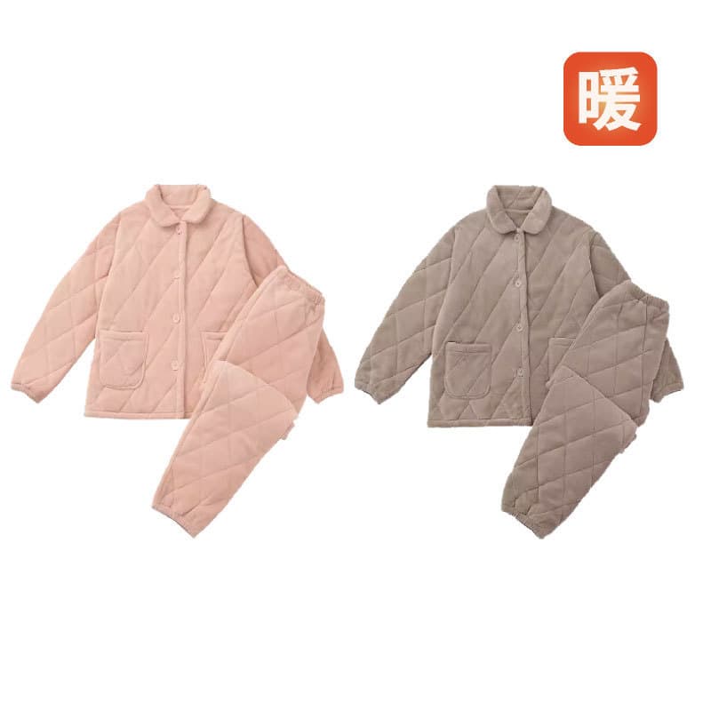 Japão importado feminino acolchoado casa pijamas conjunto Homewear outono inverno estilo quente três camadas acolchoado