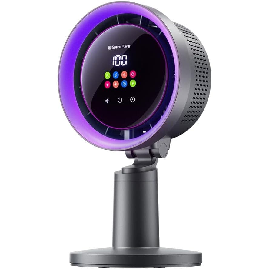 Ventilador de Mesa Portátil Circulador de Ar, Space Player – Ventilador de Mesa com 7 Hélices Turbo Potentes, 45 °   Inc