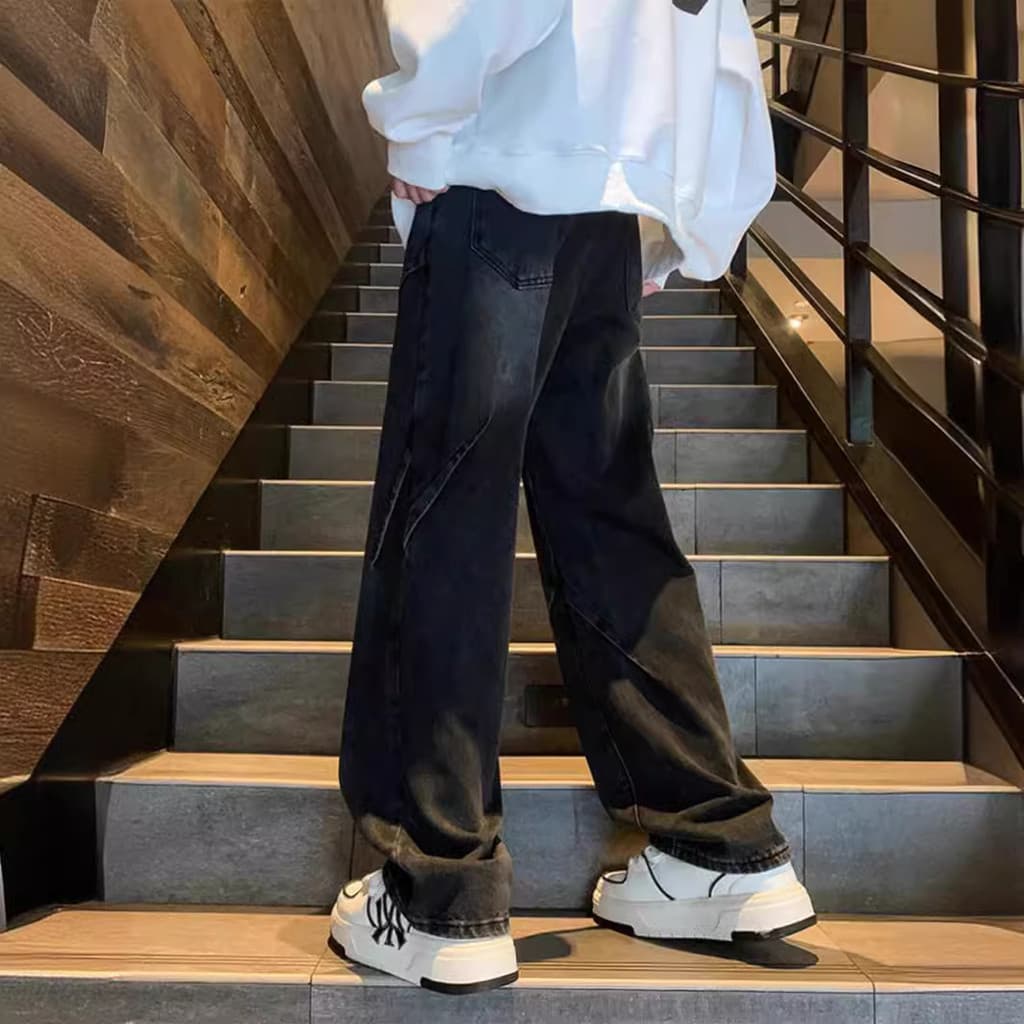 2026 Jeans masculino primavera verão americano na moda calças tamanho grande solto perna larga reta calças masculinas me