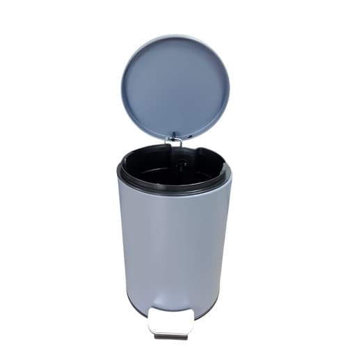 Lixeira Compacta Com Pedal Aco Resistente Capacidade 3 Litros Acabamento Cinza Matte Multiuso
