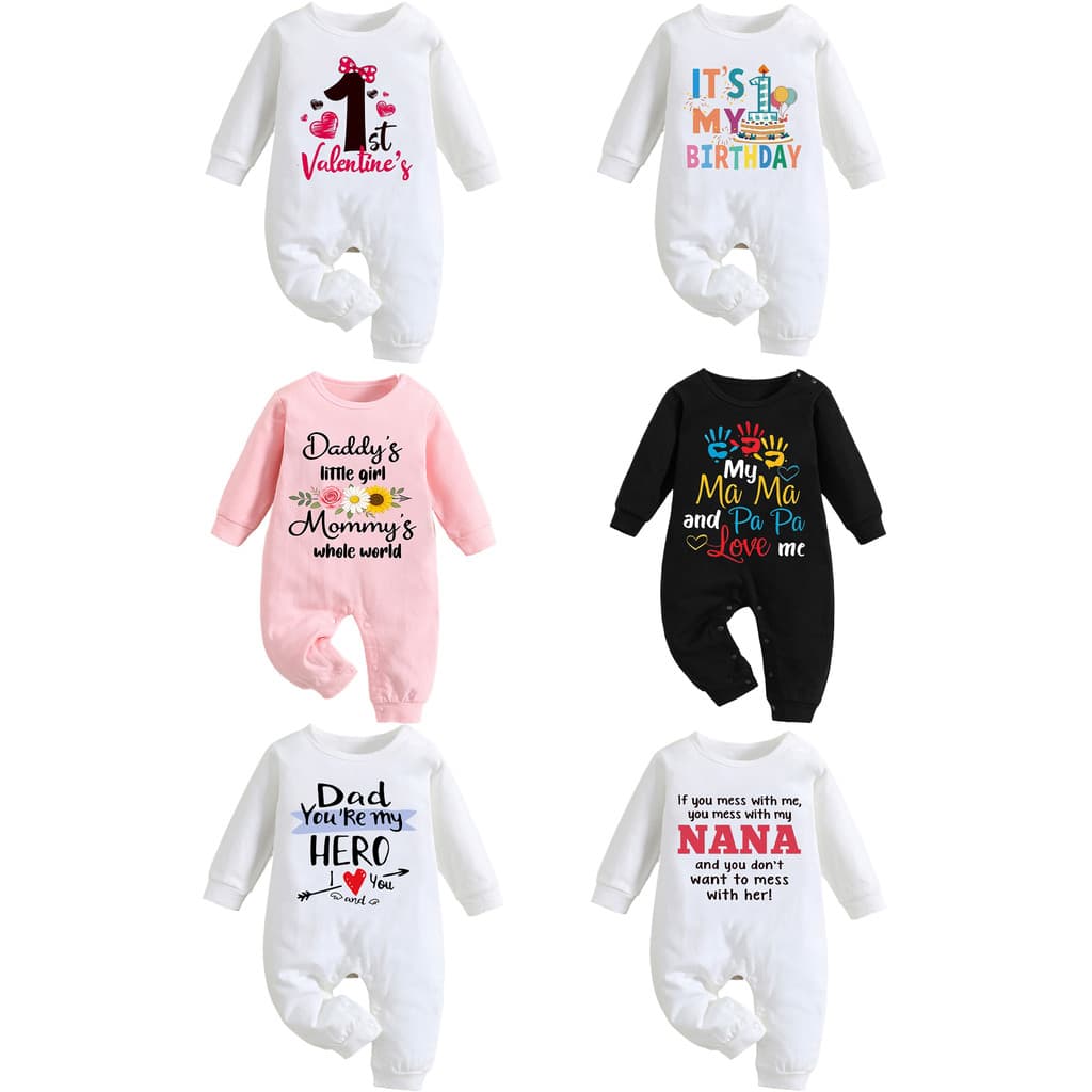 Desenhos animados Handprint bebê Junesuit primavera outono bebê 0-junho manga comprida macacão de algodão puro 9 roupas