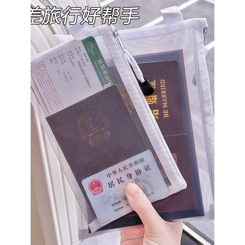 Saco de armazenamento de passaporte saco de documentos de viagem no exterior transparente portátil embarque passaporte v