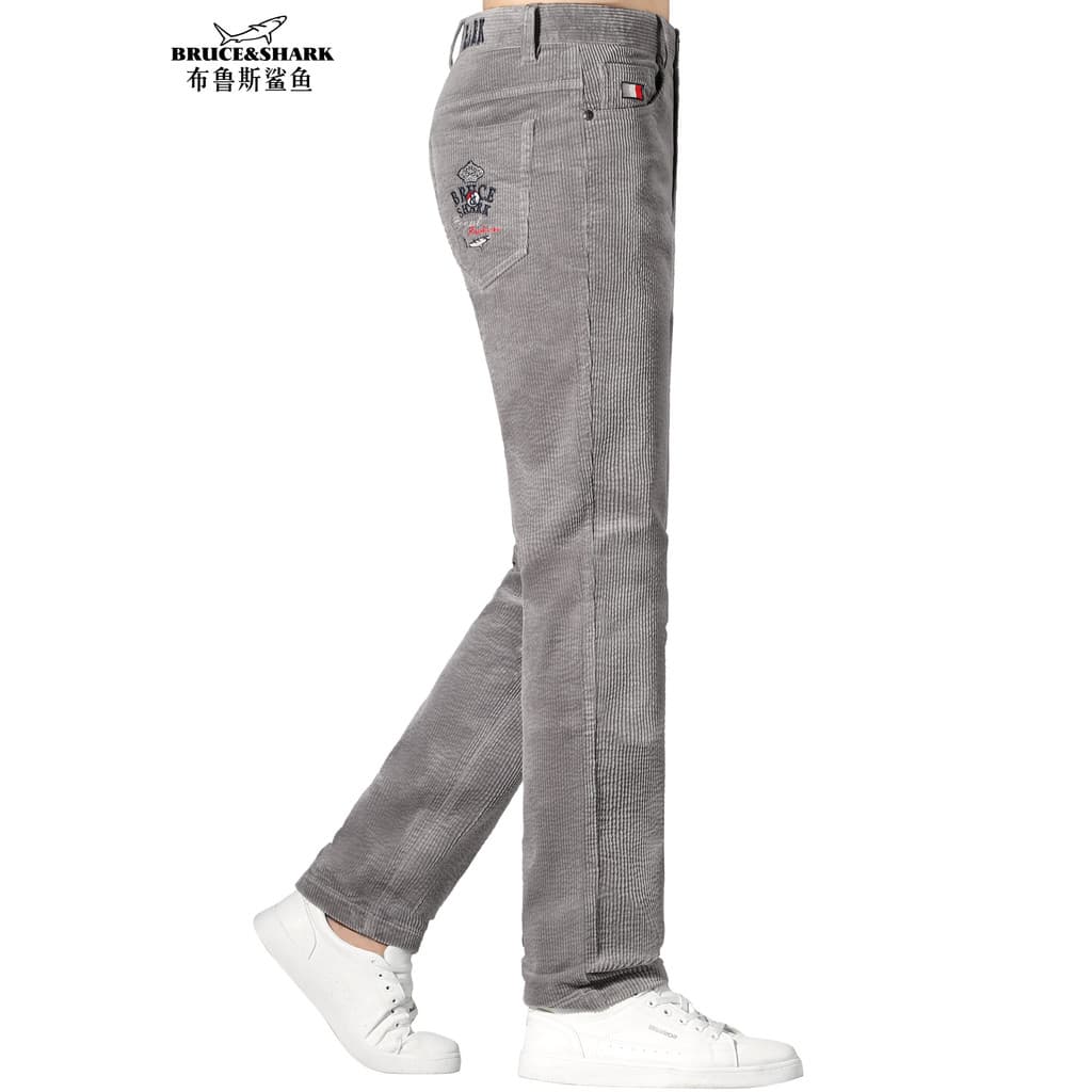 2025 inverno novo estilo masculino grosso reto veludo calças casuais Bruce tubarão tamanho grande calças compridas solta
