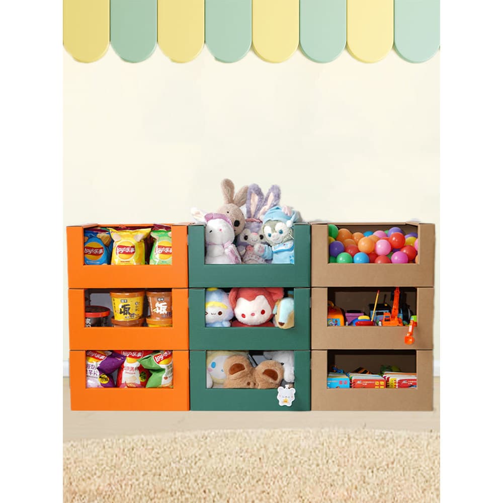 Papel de cor sólida empilhável simples brinquedo arrumado caixa de armazenamento lanche guarda-roupa cesta de roupas art