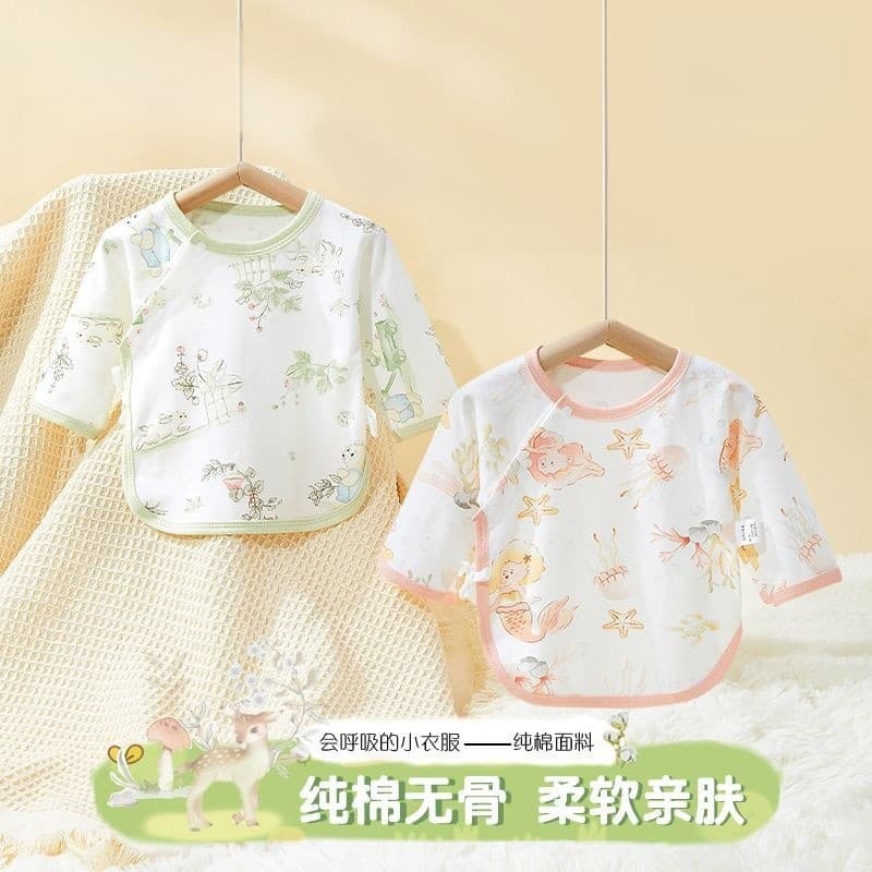 Bebê meia volta roupas primavera outono puro algodão mês cheio bebê quatro estações estilo monge roupas de fundo superio
