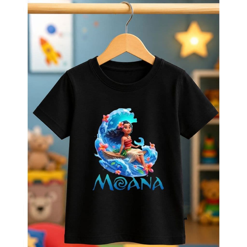 Camiseta Básica Infantil 100% Algodão Premium Camisa Princesa Do Mar Moana