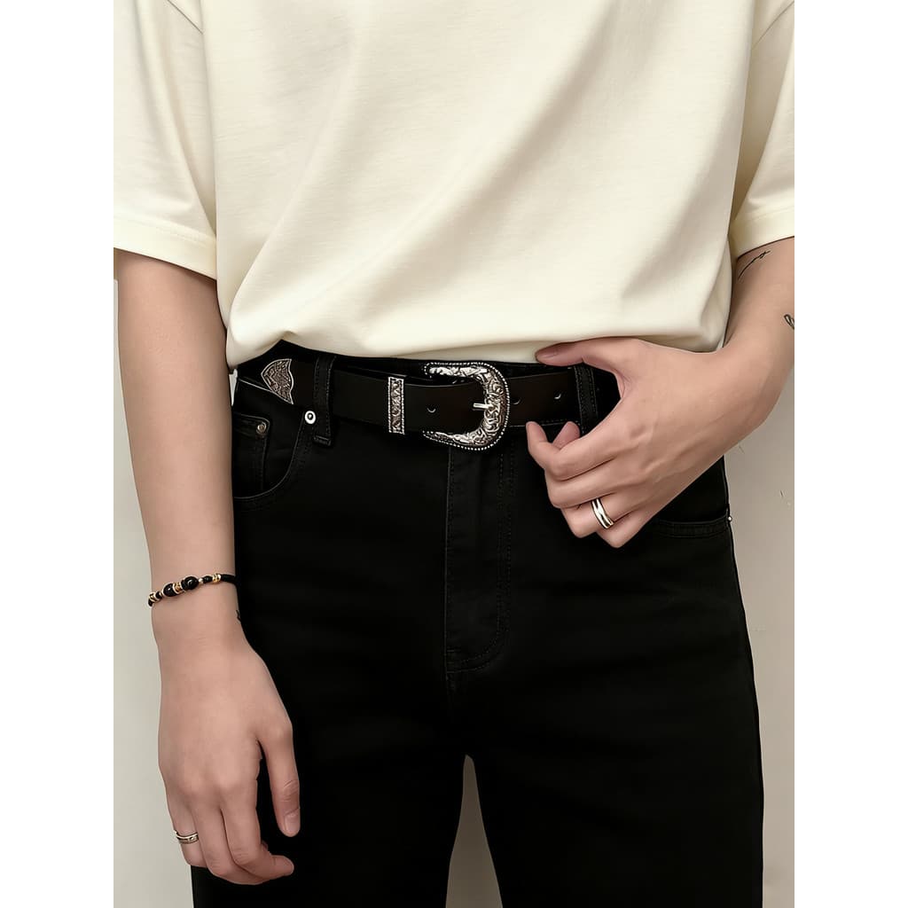 cinto masculino couro cinto masculino couro legítimo cowboy Estilo Retro preto cinto masculino estilo 2026 verão n
