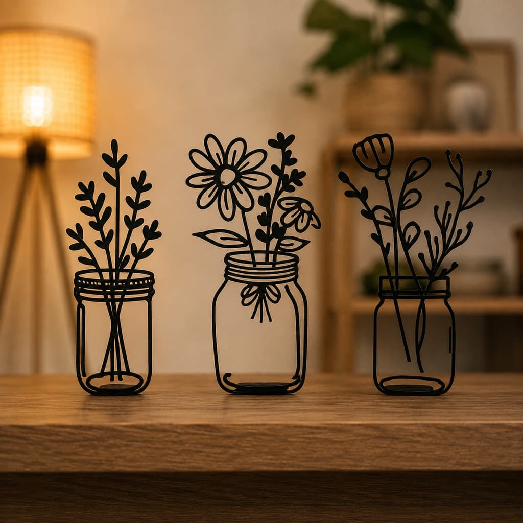 Kit 3 Vasos Decorativos Minimalistas | Decoração Moderna para Sala, Quarto e Escritório