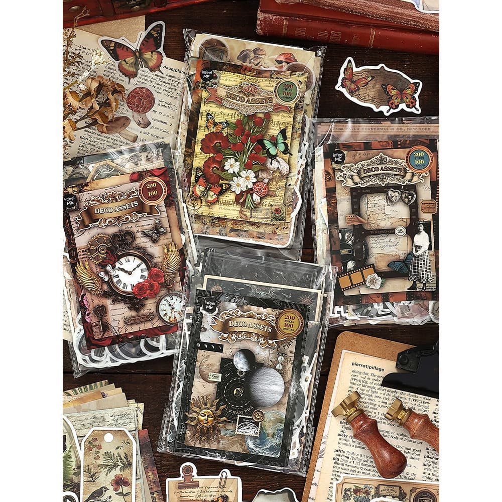 Junk diário lixo diário americano Retro Material pacote caixa de coleção de tempo manual nota adesivo