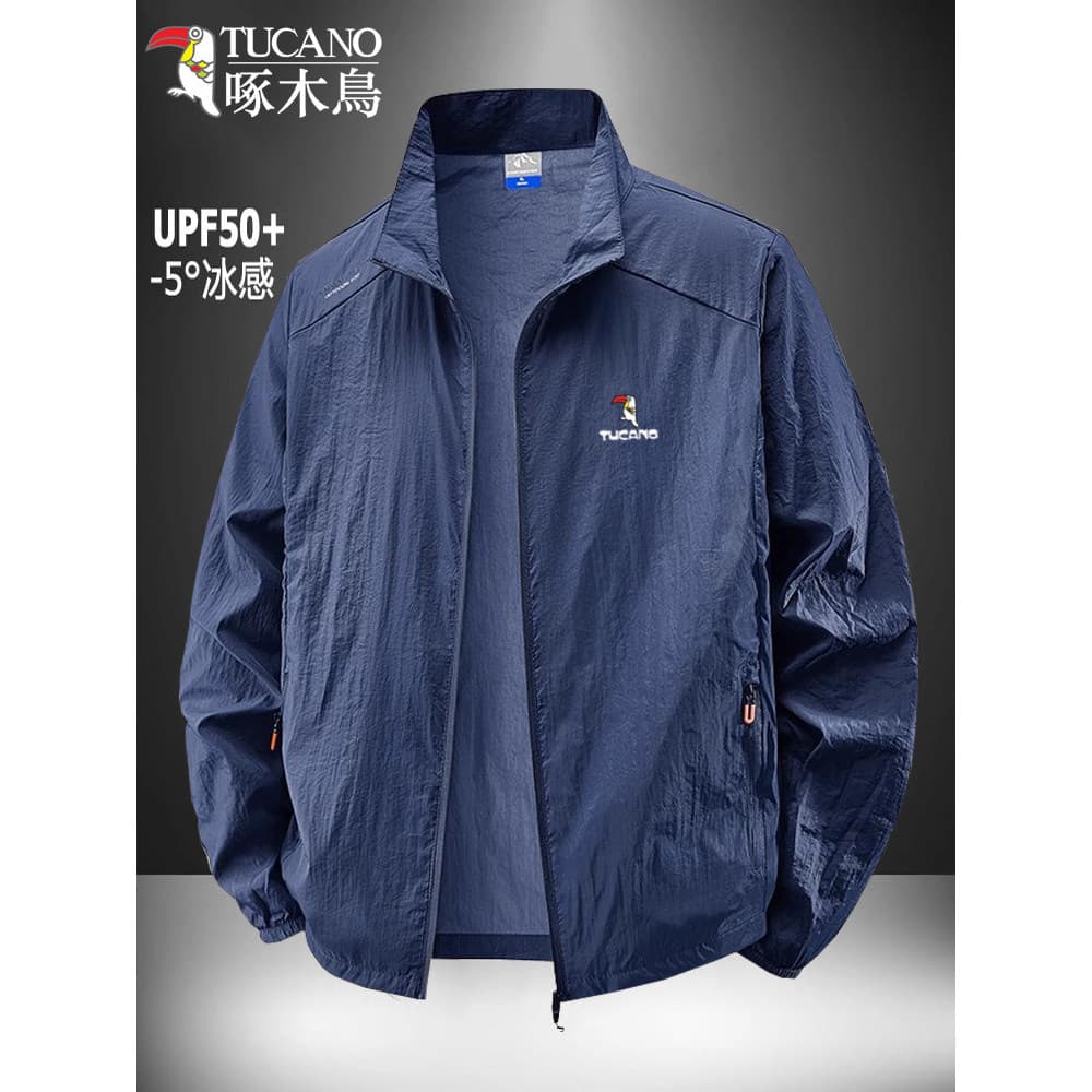 Woodpecker gelo seda de secagem rápida protetor solar roupas verão masculino gola alta jaqueta Ultra-fina ao ar livre Br