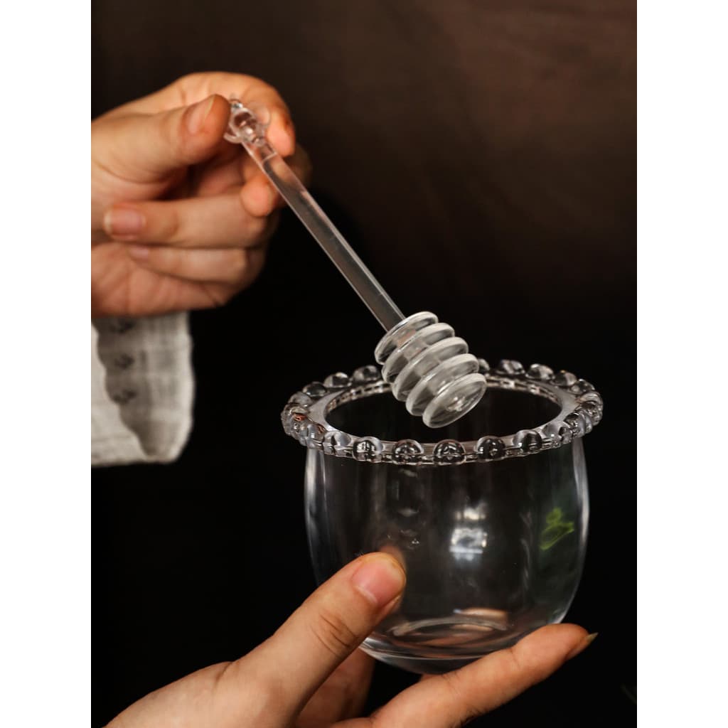 Haste de agitação de mel acrílico, jarra de mel de vidro, garrafa de tempero de cozinha com colher, geléia de café, bast