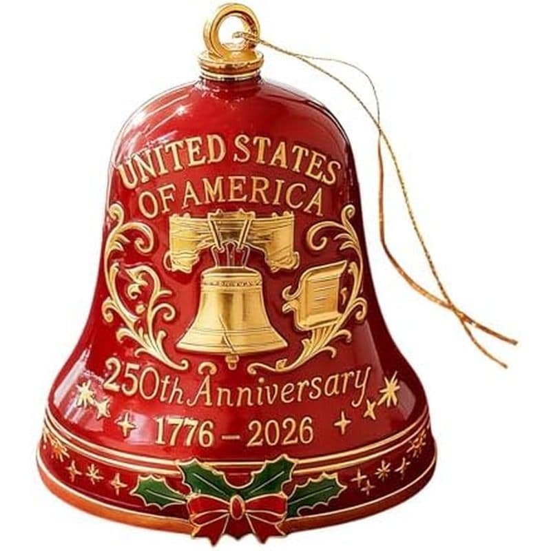 Ornamento De Sino Do 250o Aniversário Dos Estados Unidos-De Natal De Metal Feito À Mão Em 3D Com Corda Suspensa , Decora