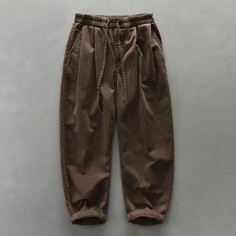 Outono inverno novo estilo simples japonês Retro calças casuais homens cintura elástica cordão na moda resistente ao des