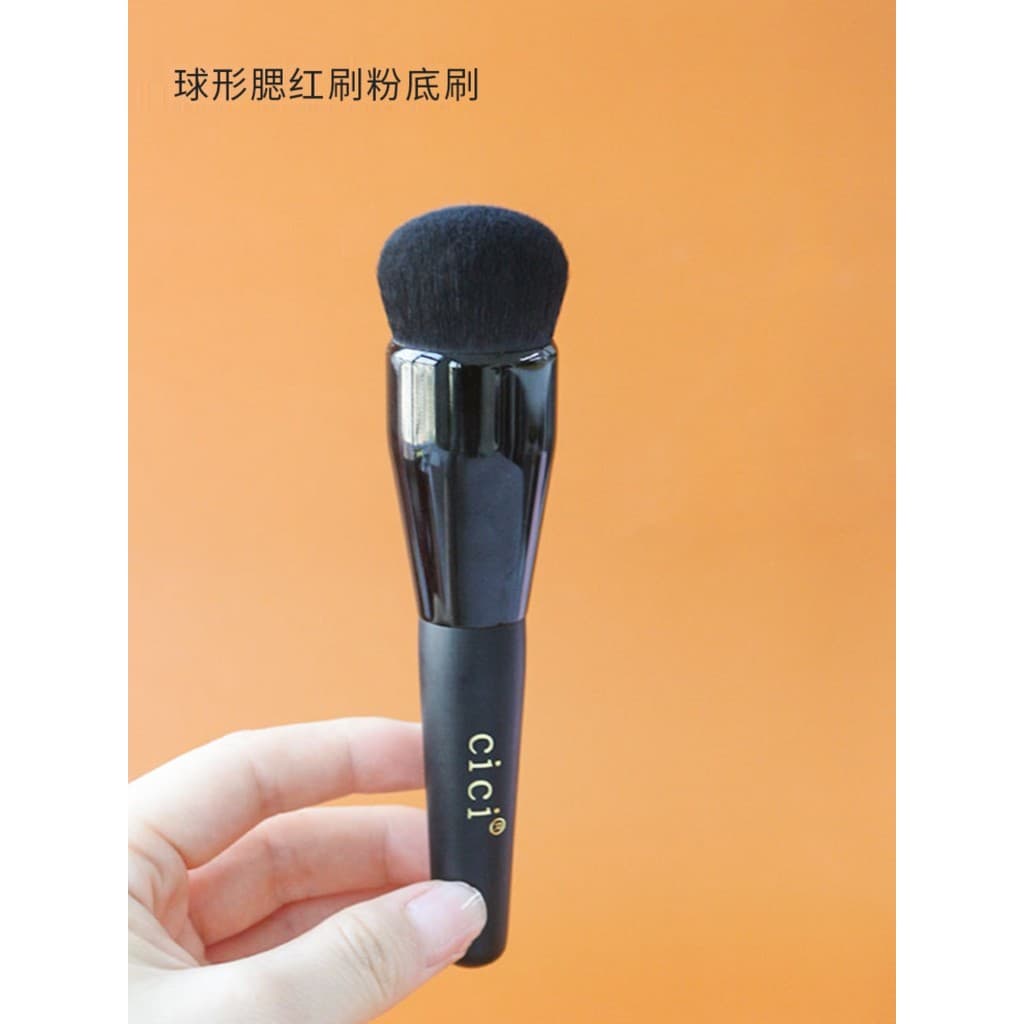 Cici Pincel de maquiagem preto esférico Mineral fundação pincel Blush ferramenta de maquiagem pincel de fibra Super maci