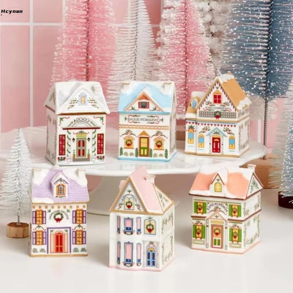 HCYNAN Holiday Village Spice House , Linda Decoração De Mesa , Potes De Especiarias , Designs De Desenhos Animados