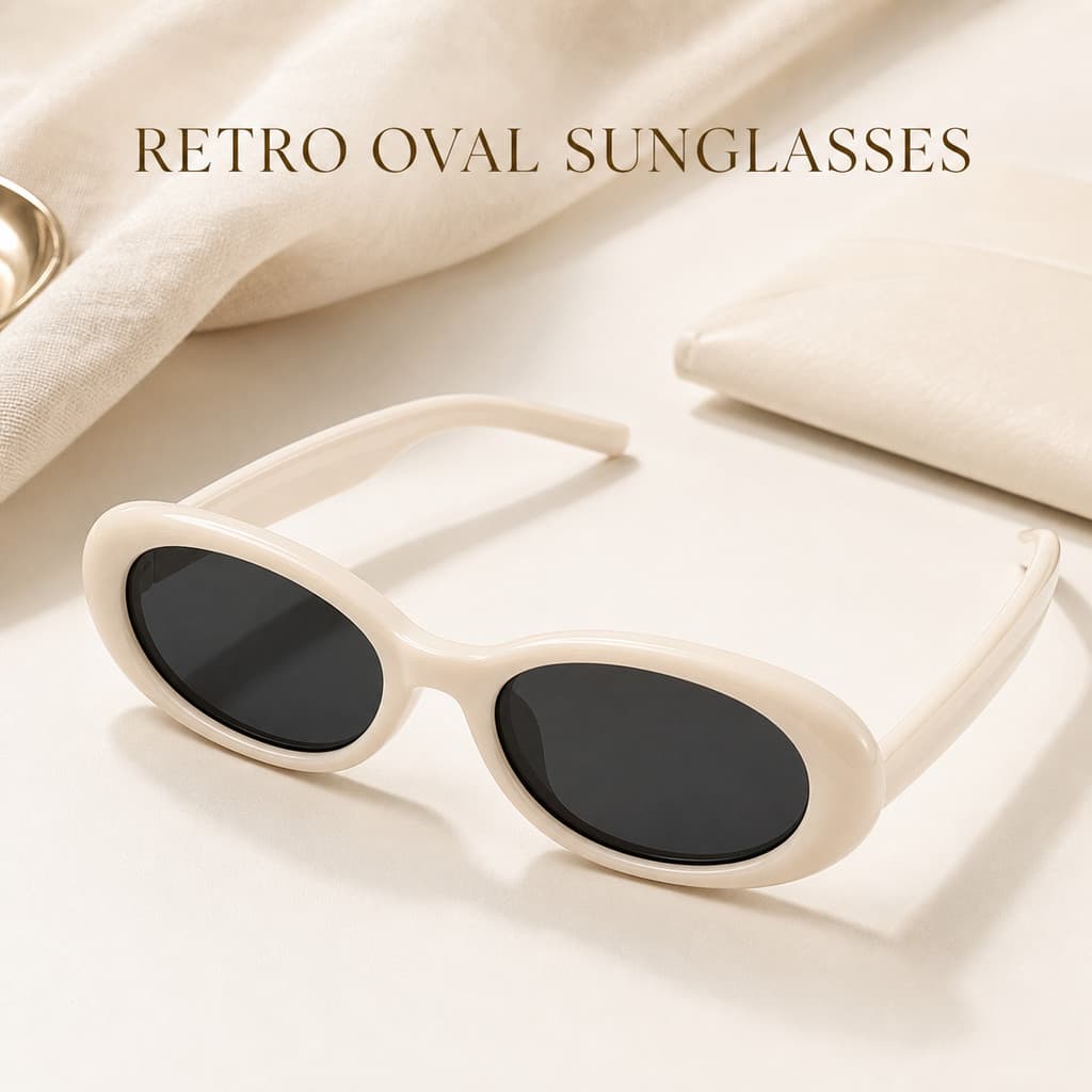 Óculos De Sol Ovais Retrô Para Mulheres , Moda Com Lentes Escuras De Armação Pequena , Tons De Estilo De Rua De Baixo Lu