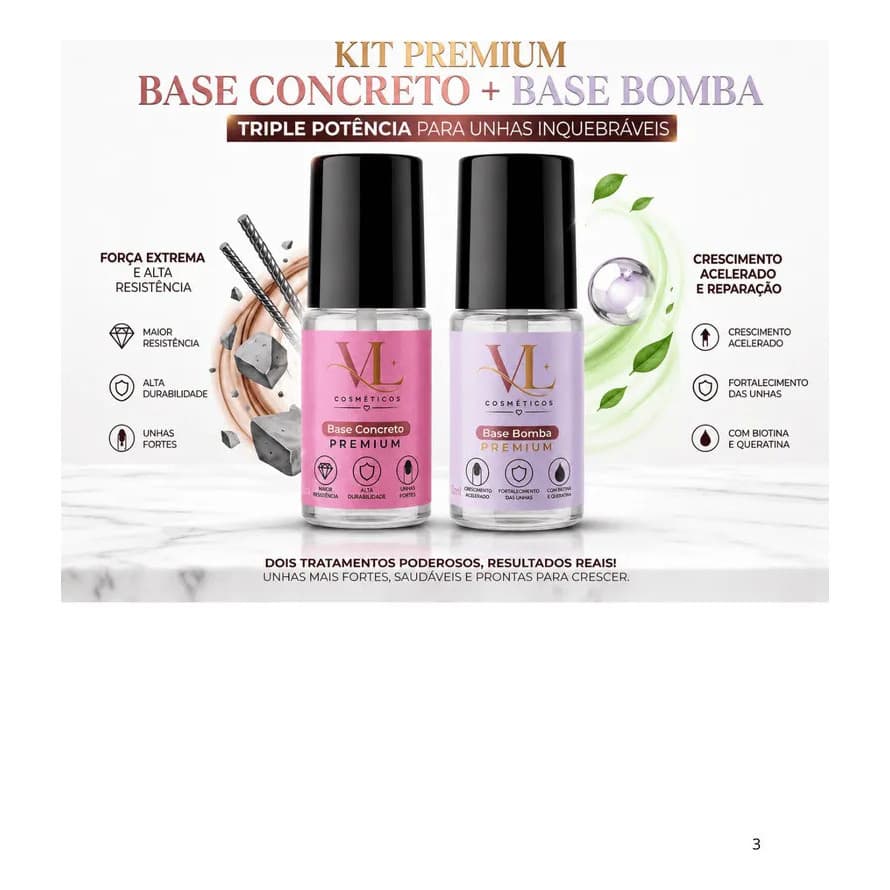 Kit Premium Vl Base Concreto +base Bomba Força / Crescimento