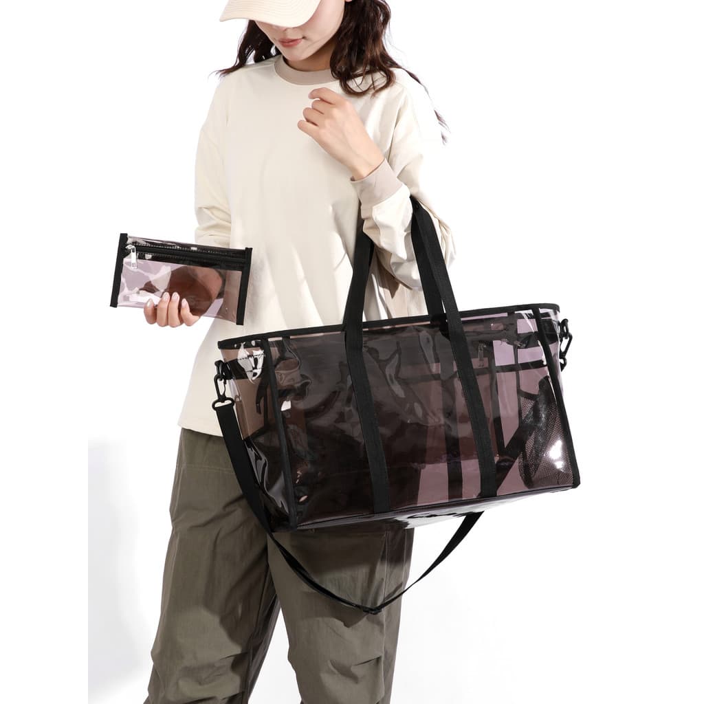 Saco transparente transparente moda feminina simples atmosférico grande capacidade bolsa Multi-ocasão praia natação saco