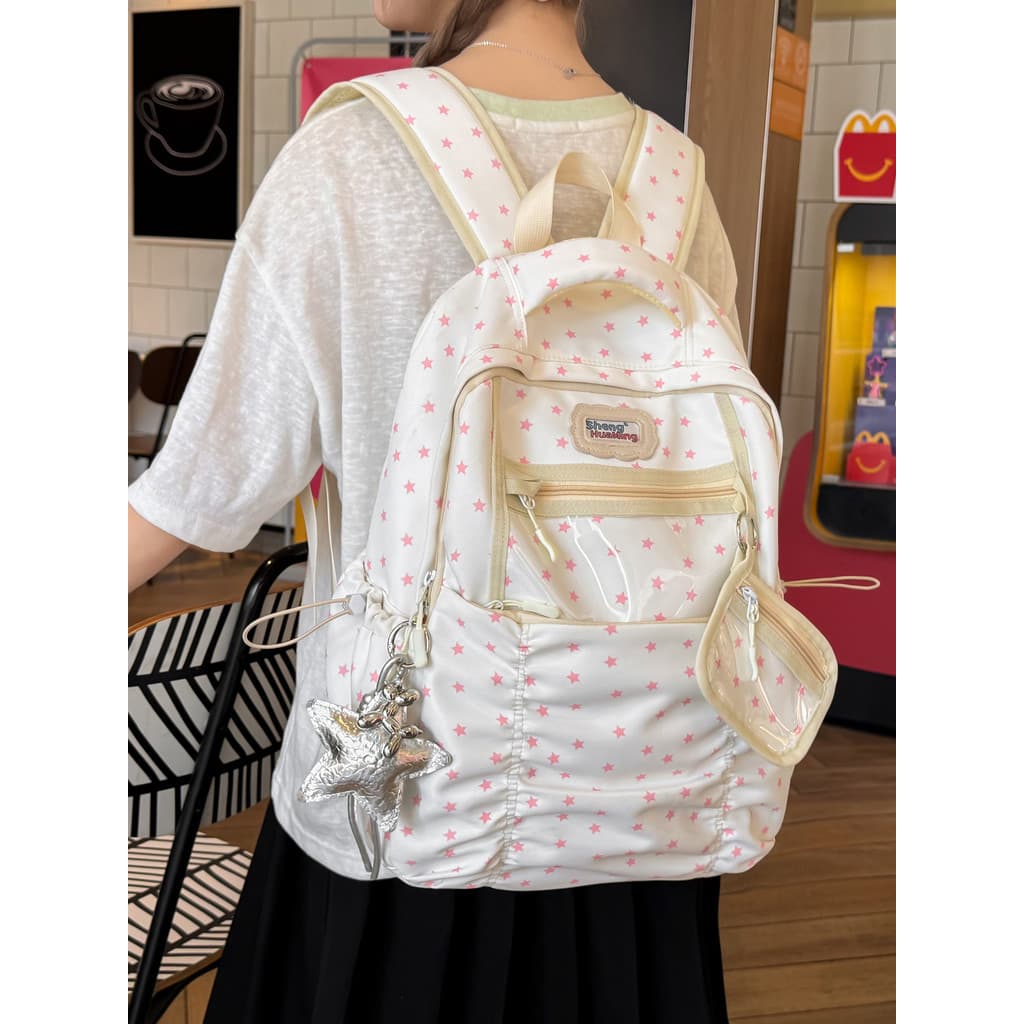 Bonito estrela mochila feminina estudantes do ensino médio doce menina mochila saco de dor de alto valor júnior estudant