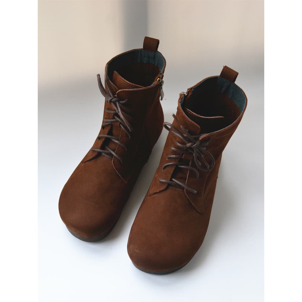 NÃO. 5 Hall Mid-tube Casual Antiderrapante Macio Botas Curtas Feminino Estilo Mori Literário Estilo Retro Couro Fosco