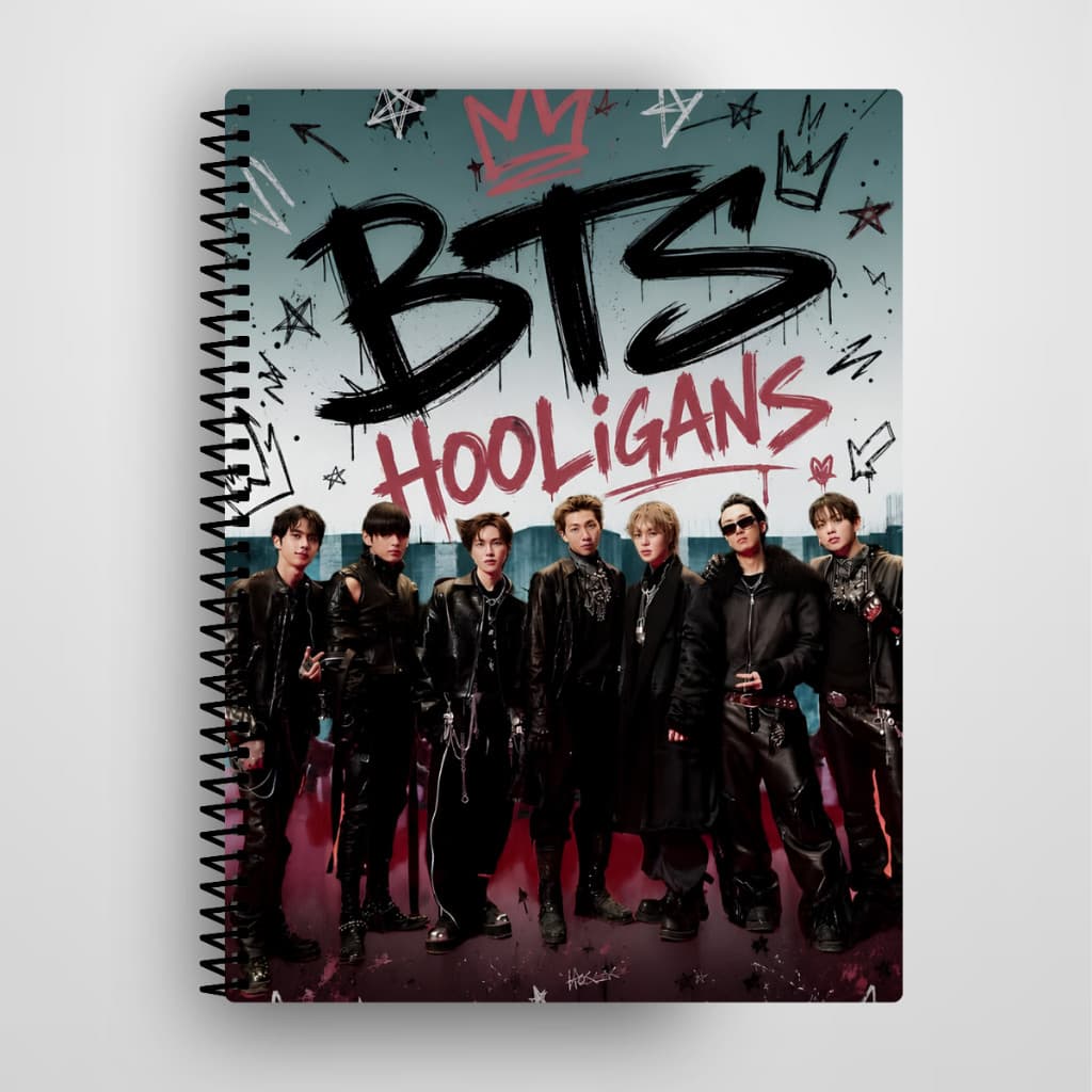 Caderno BTS K-Pop Personalizado Capa Dura 1 e 10 Matérias Escolar Universitário