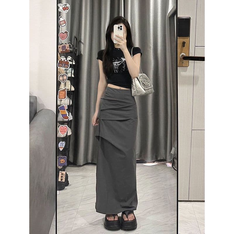 Americano Retro Casual Workwear saia feminina verão cintura alta europeu americano mais magro olhar quente menina plissa