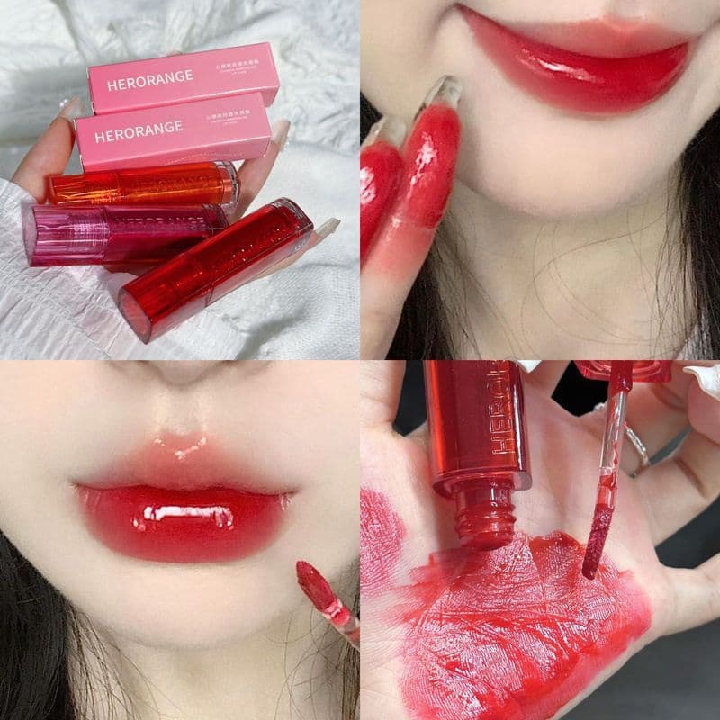 Espelho espelho filme vermelho copo boca esmalte mergulhando brilho labial não é fácil de lábios colorido HERORANGE ting