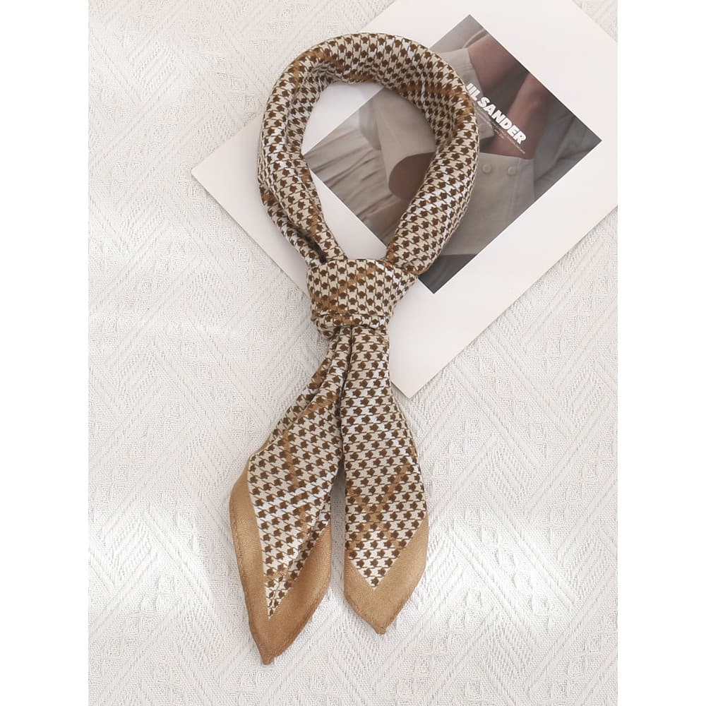 Algodão linho Houndstooth pequeno lenço quadrado primavera outono novo estilo proteção de pescoço respirável fino pequen