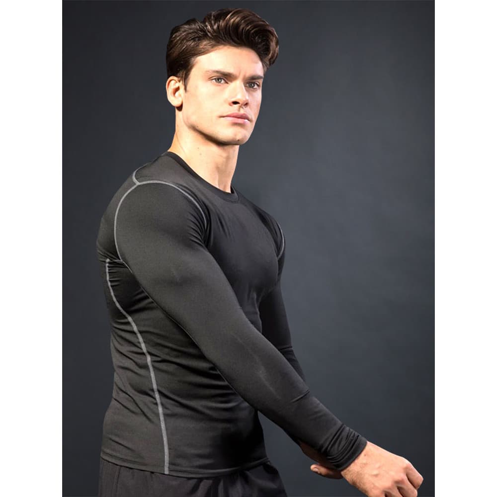 Roupas de Fitness camiseta de manga comprida calças esportivas masculinas de alta elasticidade respirável roupas de seca