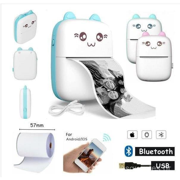 Mini Impressora Térmica Portátil Desenho Animado Foto Impressora De Impressão Sem Fio Para Android/Ios