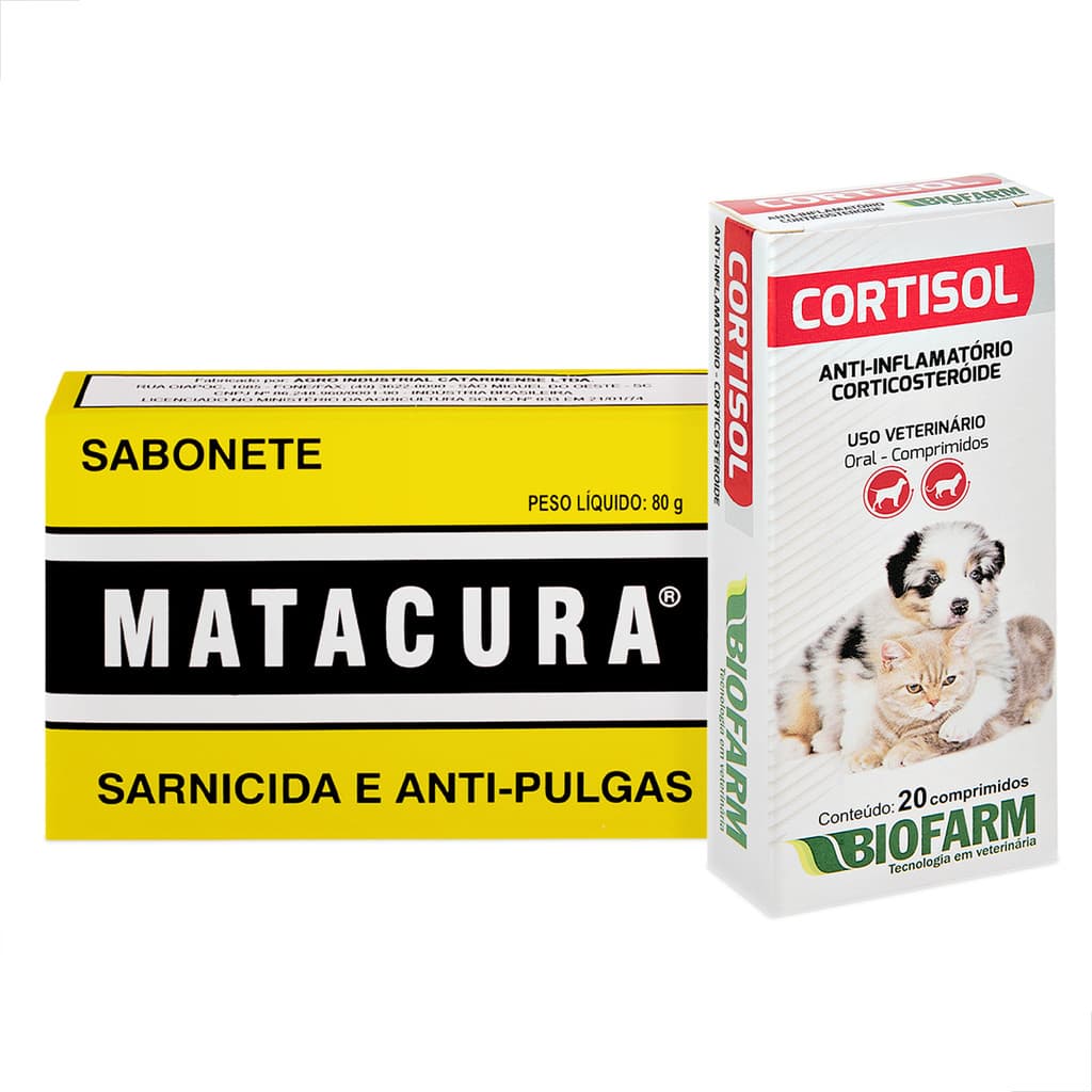 Kit Tratamento Para Sarna Cachorro Gato Sabonete Matacura Cortisol