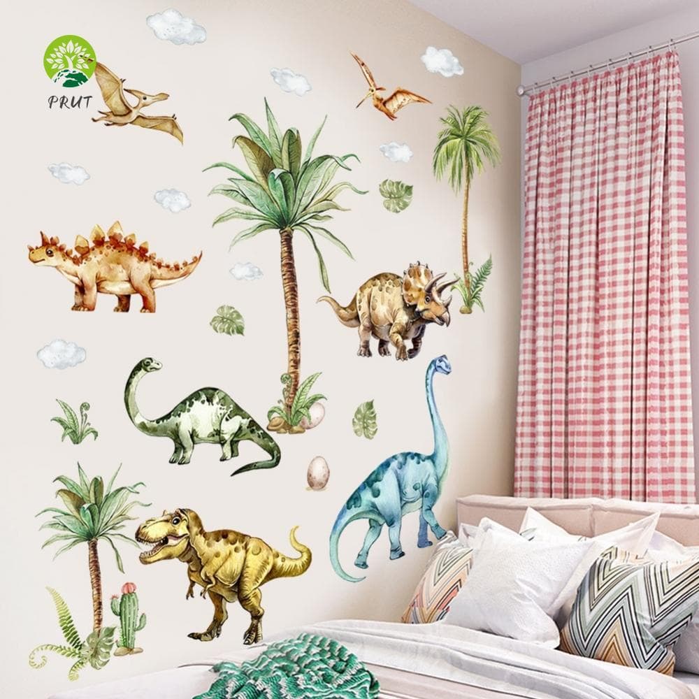 Para Decoração Do Quarto Grande Árvore Dinossauro Nuvem Adesivos De Parede Material Removível PVC