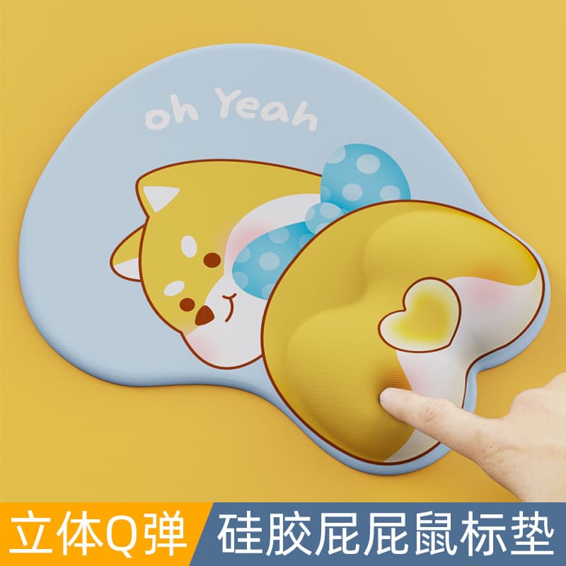 Corgi Butt Butt Cute Small Anime Cartoon Mouse Pad Descanso de mão Teclado Descanso de pulso Menina Escritório Almofada
