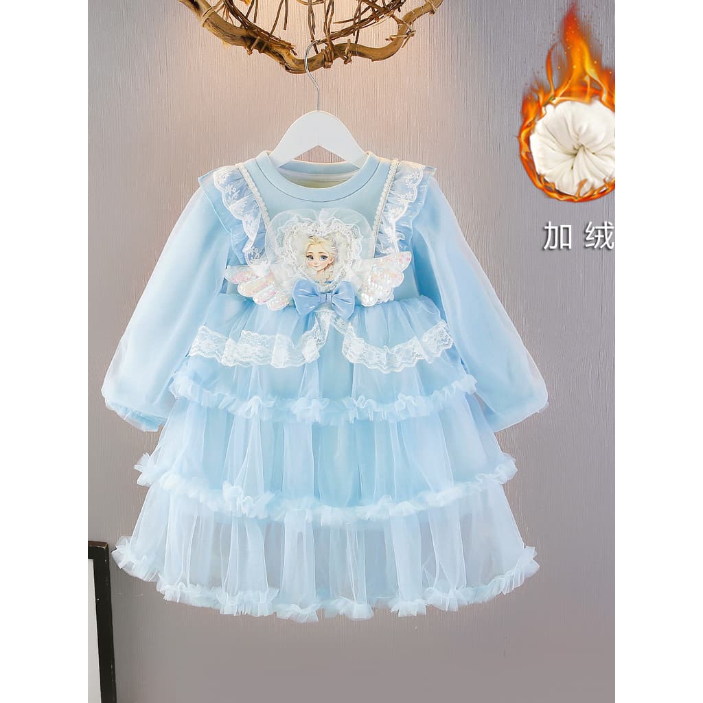 Crianças roupas infantis meninas Elsa vestido de princesa 2025 outono inverno forro de lã vestido engrossado vestido de