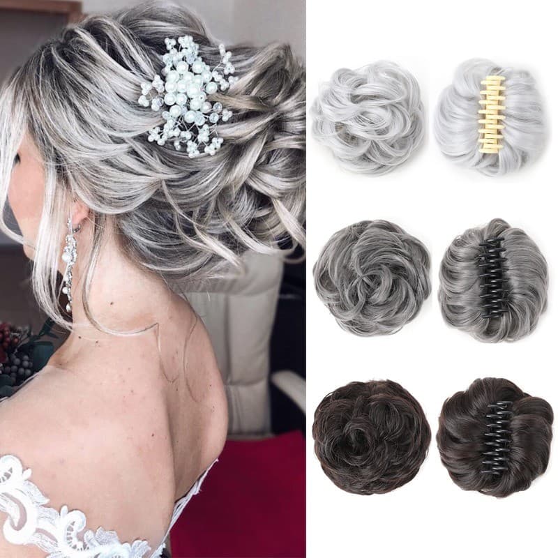 Extensões De Coque De Cabelo Bagunçado Clipe De Garra Rabo De Cavalo Ondulado Encaracolado Chignon Sintético Tousled Upd