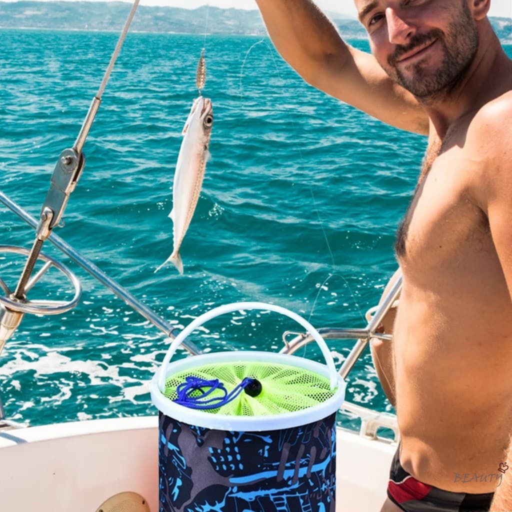 Balde De Pesca Dobrável Com Corda , Água Portátil Para Peixes Vivos Segurar Pescadores , Camping , De Caiaque