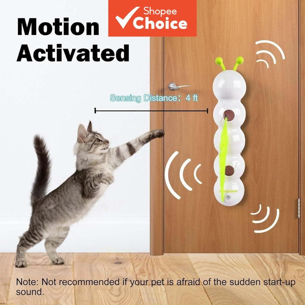 Brinquedo inteligente para gatos em formato de lagarta, recarregável por USB, com sensor de movimento e movimento