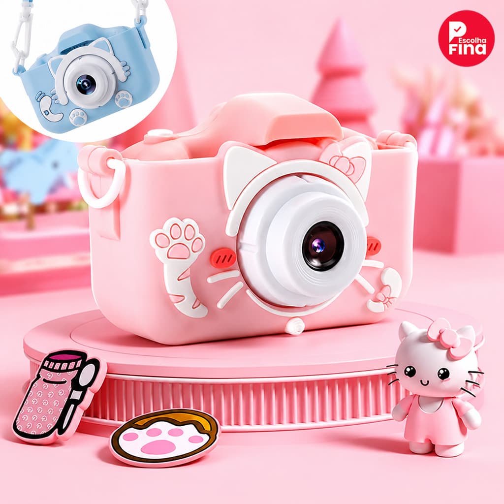 Câmera Infantil Mini Recarregável com Capa, Função de Jogos, Tirar Fotos e Gravar Vídeos