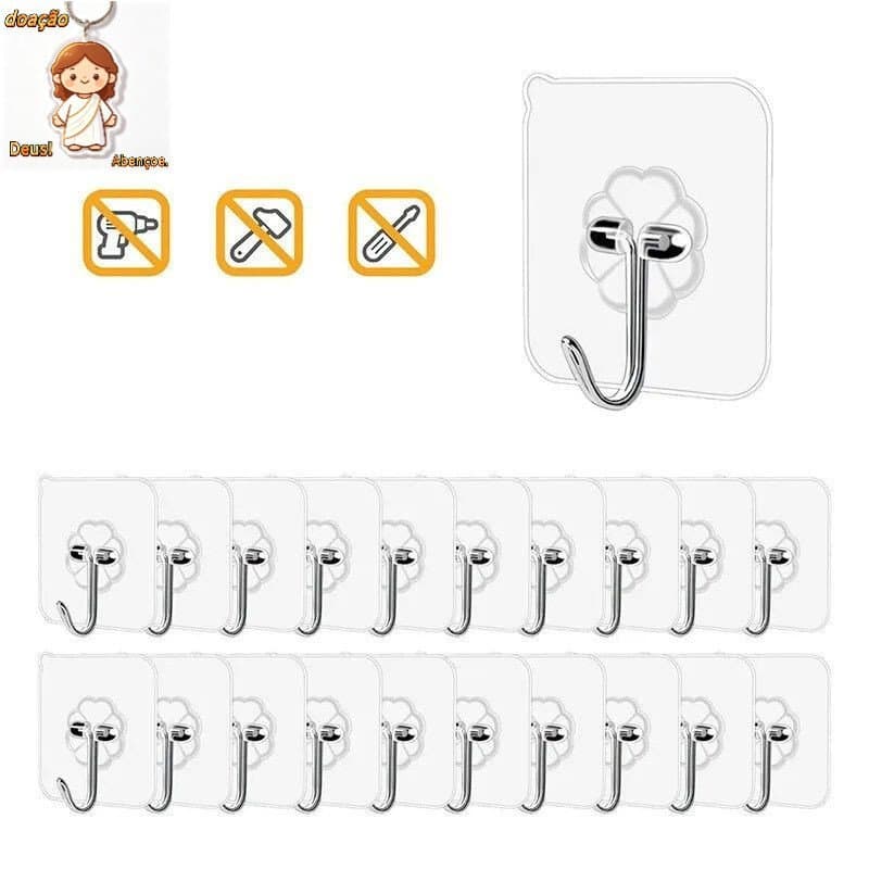 Kit 12/24/36 Ganchos Adesivos Parede Multi Funcional Autocolante Casa Cozinha Quarto Banheiro