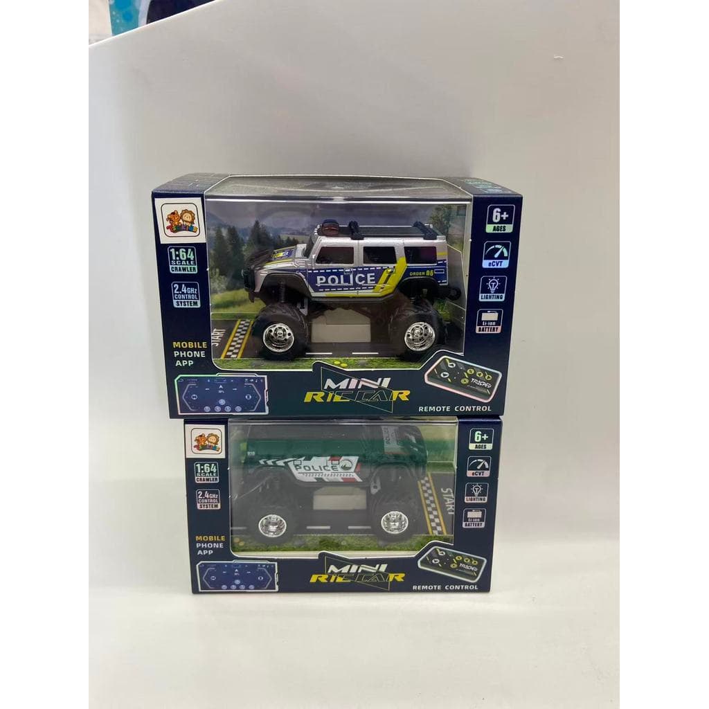 Carrinho De  Controle Remoto Miniatura Metal Policia com Som e Luzes
