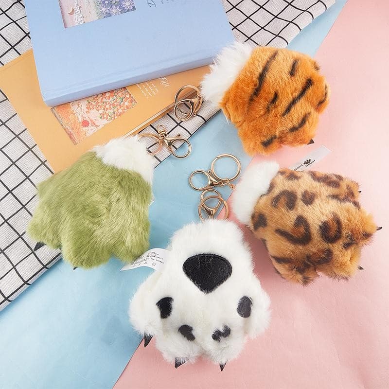 Simulação Pata De Tigre Brinquedo De Pelúcia Animal Pingente Leopardo Chaveiro Saco Escolar À Venda